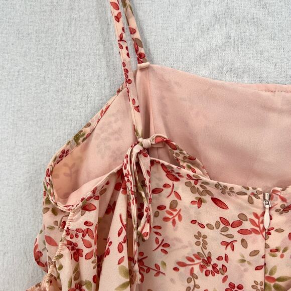 FOR LOVE AND LEMONS Aurora Mini Dress Womens Small Pink Floral Print Ruffle - Picture 11 of 16